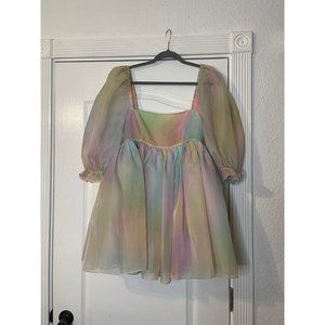 Selkie Rainbow Puff Dress Size Small (READ)